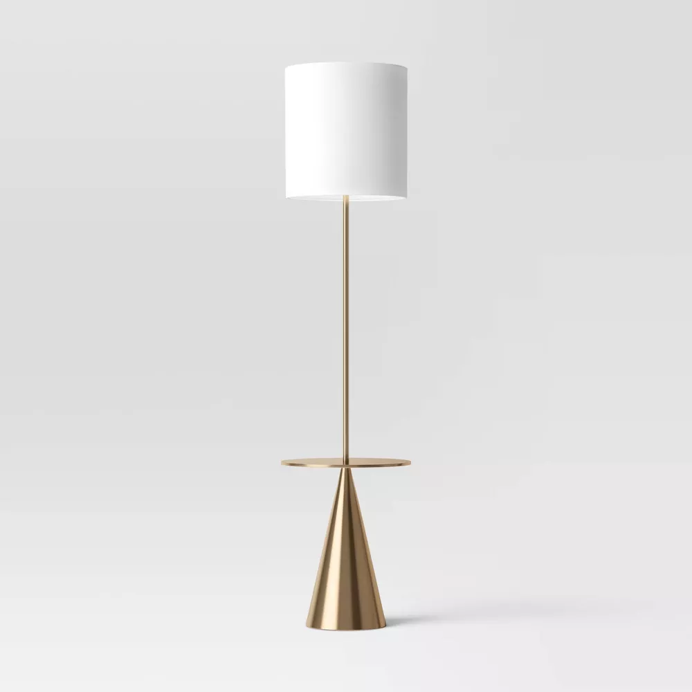 Modern Floor Lamp with Table Brass - Threshold | Second Story Living